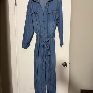 Ashley Stewart Light Blue Denim Jumpsuit
